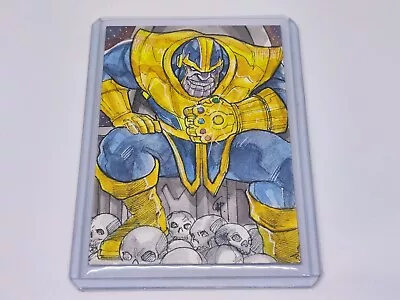 Original Art Trading Card Sketch 1/1 Marvel THANOS By Garrie Gastonny • $1.75