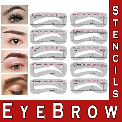 £2.49 • Buy 10pcs Eyebrow Stencils Shaper Perfect Brow Definer Grooming Kit Make Up Template