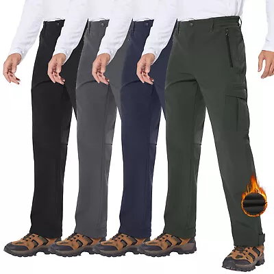 Men's Fleece Lined Ski Pants Waterproof Insulated Thermal Pockets Cargo Trousers • $28.49