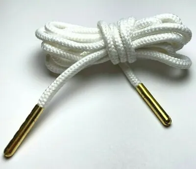 54  Premium White Shoe Lace Metal Gold TIPS. Made In USA Fast Ship. • $8.98