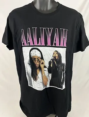 New Aaliyah Singer Graphic T-Shirt Sz L NWOT Black 100% Cotton • $8.54