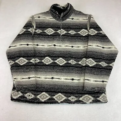 Wrangler Jacket Mens XL Black Heavyweight Sherpa Pullover Geometric Western READ • $29.99