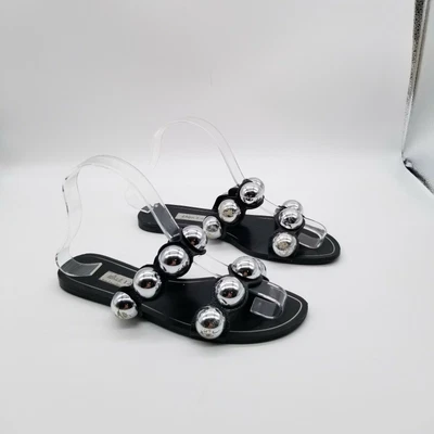 $15.19 • Buy Zara Womens Black Leather Comfort Slip On Flat Slide Sandals Size US 5.5 EU 36