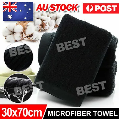 $5.95 • Buy Microfiber Towel GYM Sport Camping Swimming Drying Microfibre Black Footy Travel
