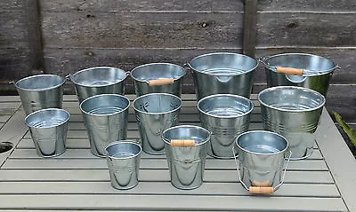 £0.99 • Buy Galvanized Zinc Tin Metal Bucket Herb Flower Pots Planter In Different Sizes