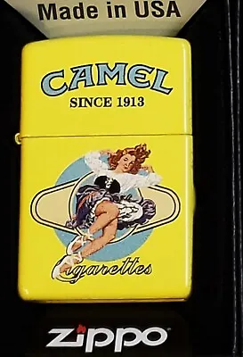 ZIPPO LIGHTER CAMEL PinUp Girl  Yellow CZ 1036 LIMITED EDITION ONLY 50 MADE O! • £134.98