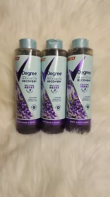 3 PACK DEGREE Epsom Salts Lavender BODY WASH & SOAK Max Recovery 22 Fl Oz EACH • £34.05