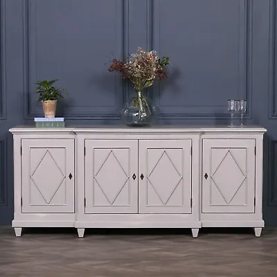 £1360 • Buy Large French Style Aged Grey Painted Distressed Breakfront Sideboard