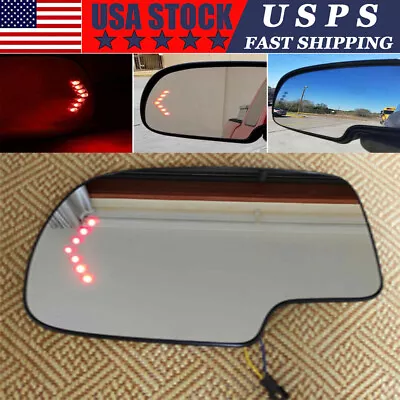 Mirror Glass Heated Turn Signal Driver Side LH For 2003-2007 Chevy GMC Cadillac • $12.99