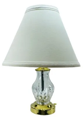 WATERFORD Cut Crystal Brass Lamp W/ Shade Ireland Signed Small Table Lamp • $89.99