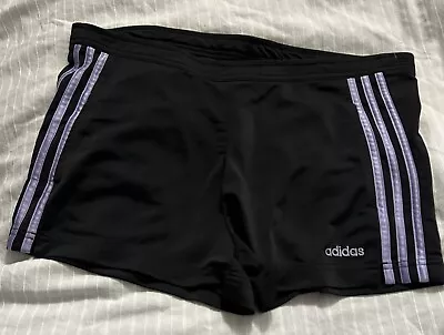 Vintage Adidas Shorts Black Womens Sports Elastic Waist Football Running Size M • $16.99