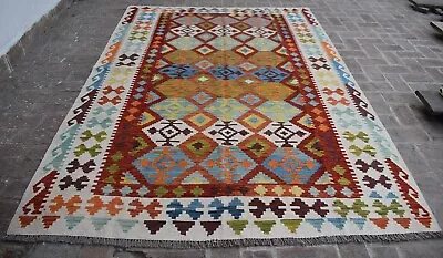 6'7 X 9'7 Handmade Afghan Tribal Khotrang Wool Area Kilim Rug 6x9 Persian Rug • $399