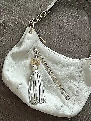 MK Michael Kors Off White Charm Tassel Leather Handbag Shoulder Purse • $65