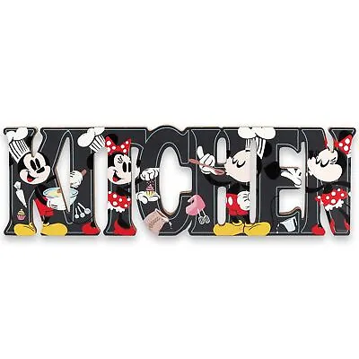 Disney Mickey Mouse And Minnie Mouse Kitchen Collage Wood Tabletop Decor - Cu... • $66.48