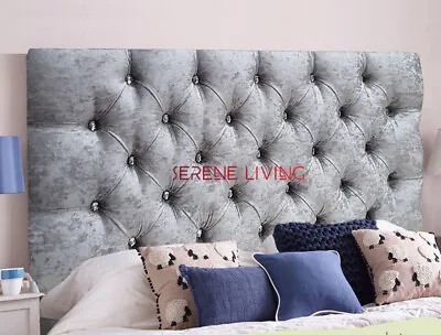 Cheapest On Ebay Chesterfield Crushed Velvet 20  Headboard - All Sizes & Colours • £60.63