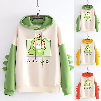 Sweatshirt Casual Women Long Kawaii Hoodie Fashion Dinosaur Sleeve Tops Print • $34.08