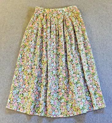 Vintage Charter Club Skirt  Petite Small Green Floral Flower Pleated Midi Spring • $26.55