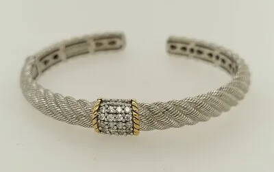 Judith Ripka Sterling Silver Cubic Zirconia Cuff Bracelet • $72.50