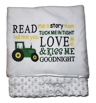 Embroidered Baby Blanket Tractor And Rhyme Choice Of Colours • £22.95