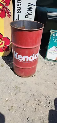 Vintage Kendall Motor Oil Metal Barrel Garbage Trash Waste Can Sign Lube Drum • $49.95