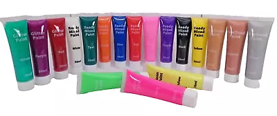 Hobby World Kids Ready Mixed Mega Paint Set 18 X 36ml Neon Pearl Glitter Paints • £14