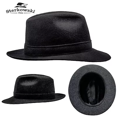 Sterkowski CORLEONE Fedora Hat Classic Vintage Elegant Women Mens Black / Gray • $46