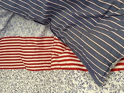 Tommy Hilfiger Full Queen Comforter Blue Red Floral Stripe Reversible • $125
