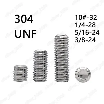 Fine Thread 304 Stainless Steel Hex Socket Set Screw Cup Point Grub Screws 10# • £11.94