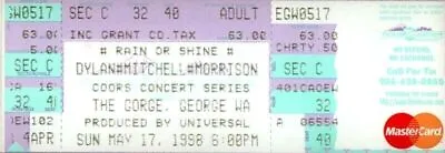 Bob Dylan / Joni Mitchell / Van Morrison 1998 Neverending Tour Unused Ticket  • $59.99