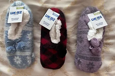 NEW Luk*ees By Muk Luks Ballerina Slippers Socks Non-slip Multicolor S/M Or L/XL • $8.99