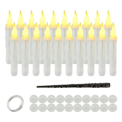 20Pcs Hanging Flameless LED Floating Taper Candles Light With Magic Wand Remote • £16.41