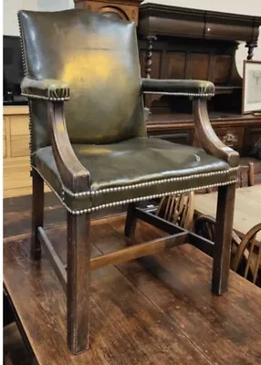 Gainsborough Type Green Leather Armchair • £160