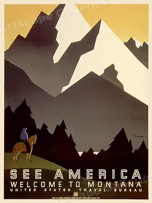 See America! 1930s Montana Vintage Style WPA Travel Poster - 20x28 • $17.95