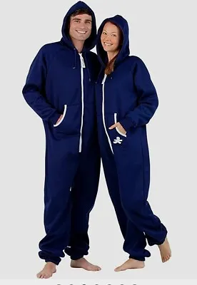 Navy Blue Adult Footless Hoodie One Piece/Pajamas/Clothes/Unisex/Warm/Cozy NWTS • $29.99