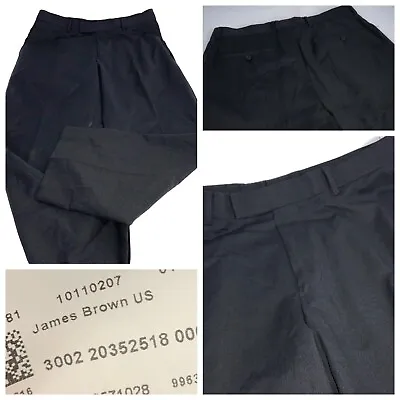 Hugo Boss James Brown Pants 35x28 Gray Wool Flat Front Worn Once YGI H3-35 • $49.99