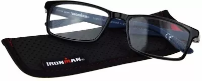 NEW! Foster Grant IRONMAN IM2002 Reading Glasses-Black/BLUE IronFlex-Soft Case • $19.99