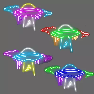 UFO LED Neon Sign  Cloud Neon Wall Decor Flying Saucer Bedroom Neon Night Light • $193.99