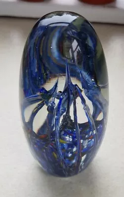 £24.99 • Buy Strathearn Tropic  P5 Ovoid Blue Harlequin Paperweight 5  Tall