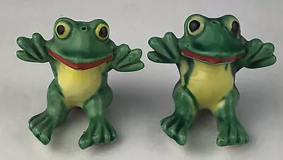 Victoria Ceramics Frog Salt And Pepper Shakers Japan 2  Cork Stoppers Whimsical • $15