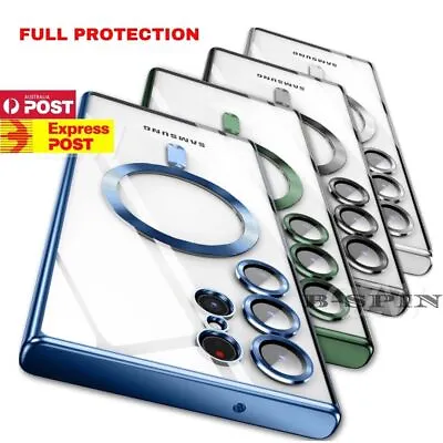 For Samsung S24 S23 S22 Ultra S21 Shockproof Clear MagSafe Magnetic Case Cover • $10.95