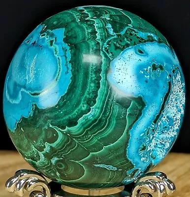 Malachite Sphere Silica Chrysocolla Crystal Ball Orb Globe Druzy Gemstone • $162