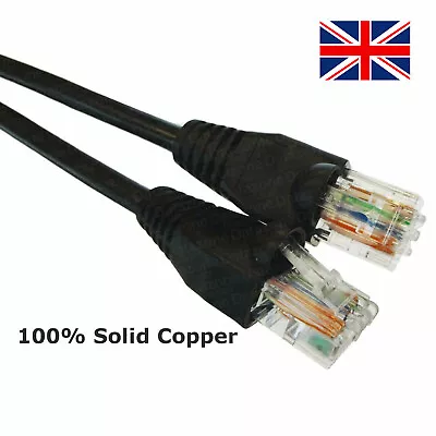 £64 • Buy 1m - 100m Cat6 RJ45 Black External Network Ethernet Patch Lead Cable POE Lan Lot