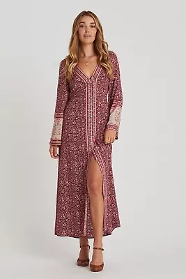 $140 • Buy Arnhem Fleetwood Maxi Duster Dress In Pomegranate Sz. 8 Rrp$219