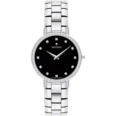 Movado Faceto Black Dial Diamond Women's Watch 0607484 • $1995