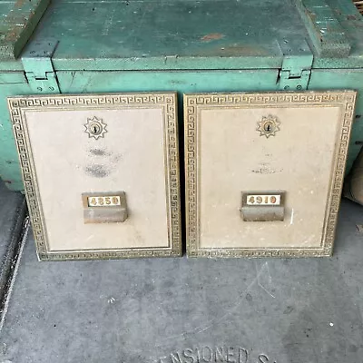 ONE Vintage Antique Brass US Post Office Mail Box Door YALE Lock 12.5”x11” • $33
