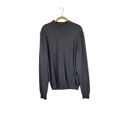 Joseph & Lyman Mens Large Gray Merino Wool Mock Neck Sweater  • $14.86