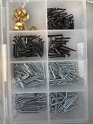 300pc Nail Carpet Tacks Panel Drawing Pin Nails DIY Flat Head Thumb Assortment  • £3.99