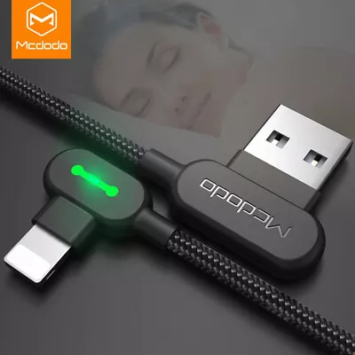 MCDODO LED Fast Charging Data Cable For IPhone For IPad USB Charger 90° L Shape • £5.75