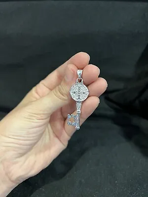 925 Sterling Silver Mens Womens St Benedict Key San Benito Llave Pendant • $40