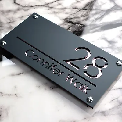 Door Sign House Numbers Laser Cut Anthracite Custom House Numbers Address Plaque • £9.99